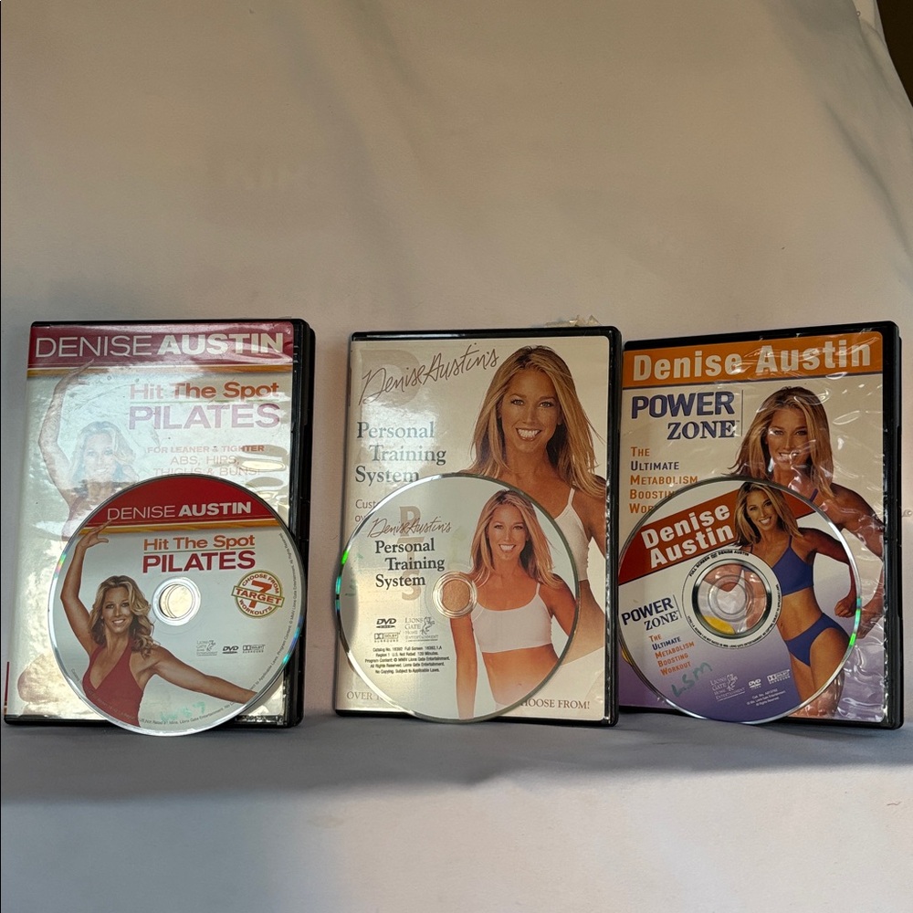 PRE-LOVED SET OF 3 DENISE AUSTIN PILATES PERSONAL TRAINING SYSTEM POWER ZONE DVD - Picture 8 of 12